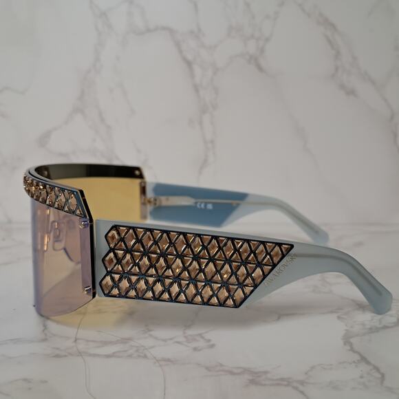 NEW Swarovski 30X Crystal Embellished Gradient Shield Sunglasses - Picture 3 of 8
